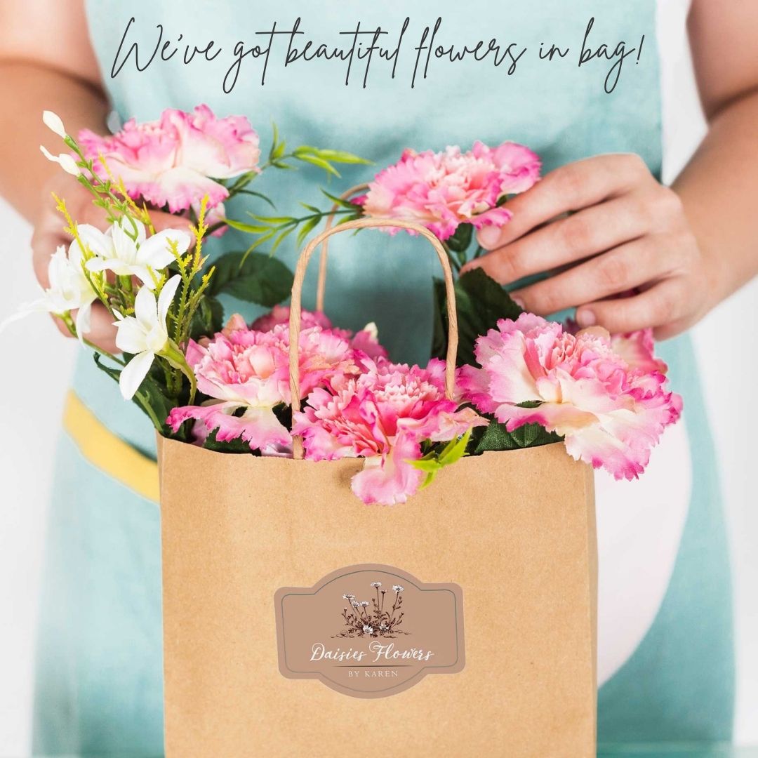 Weve got beautiful flowers in bag Weve got beautiful flowers in bag
