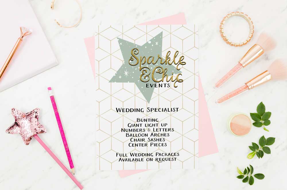 Sparkle and Chic logo design on a leaflet Sparkle and Chic logo design on a leaflet